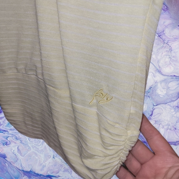 Foxy Jeans Pale Yellow and White Striped Short Sleeve Top S - Picture 4 of 10